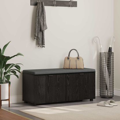 Hallbänk Svart Ek 100 x 38 x 46 cm Konstruerat Trä och Tyg