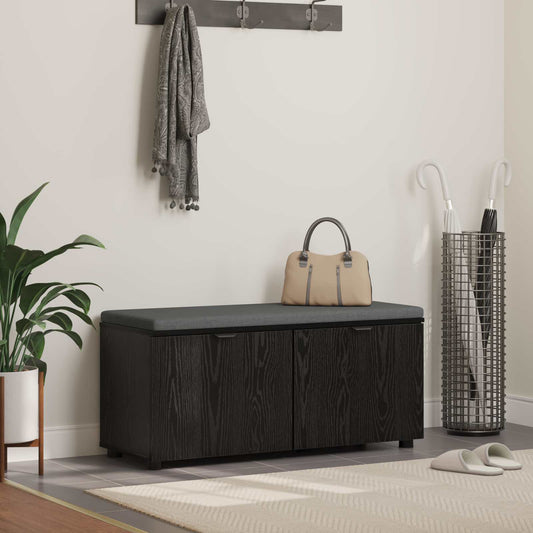 Hallbänk Svart Ek 100 x 38 x 46 cm Konstruerat Trä och Tyg