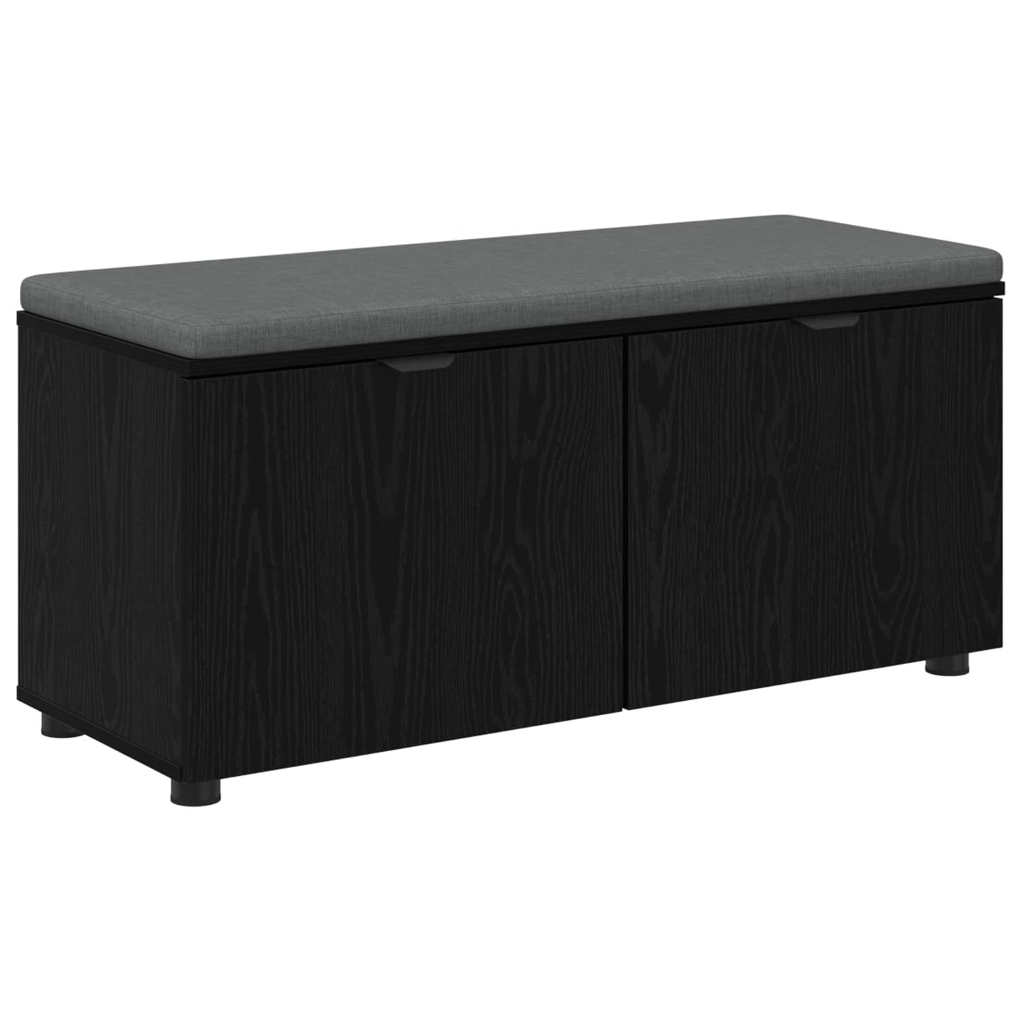 Hallbänk Svart Ek 100 x 38 x 46 cm Konstruerat Trä och Tyg