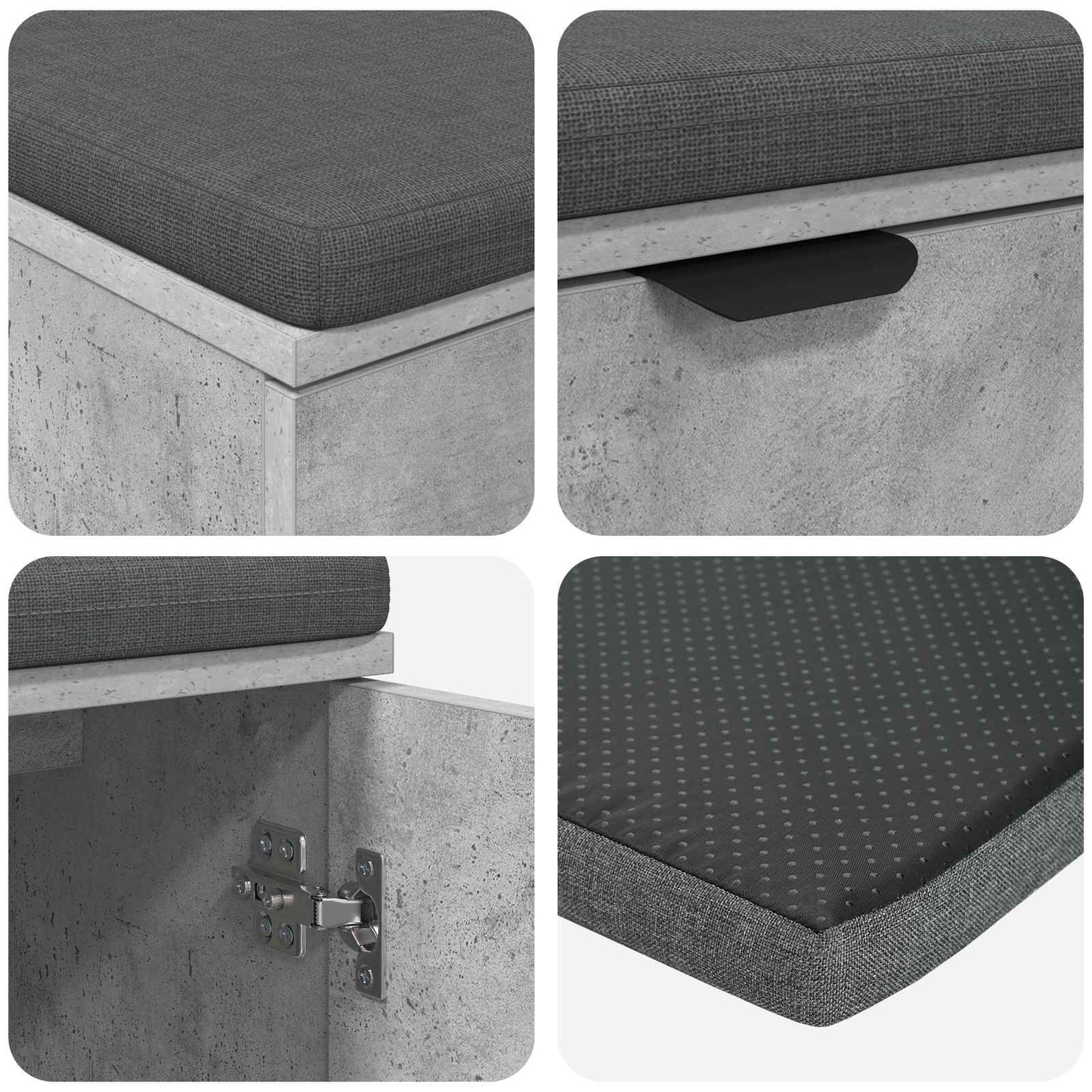 Hallbänk BetongGrå 100 x 38 x 46 cm Konstruerat Trä och Tyg