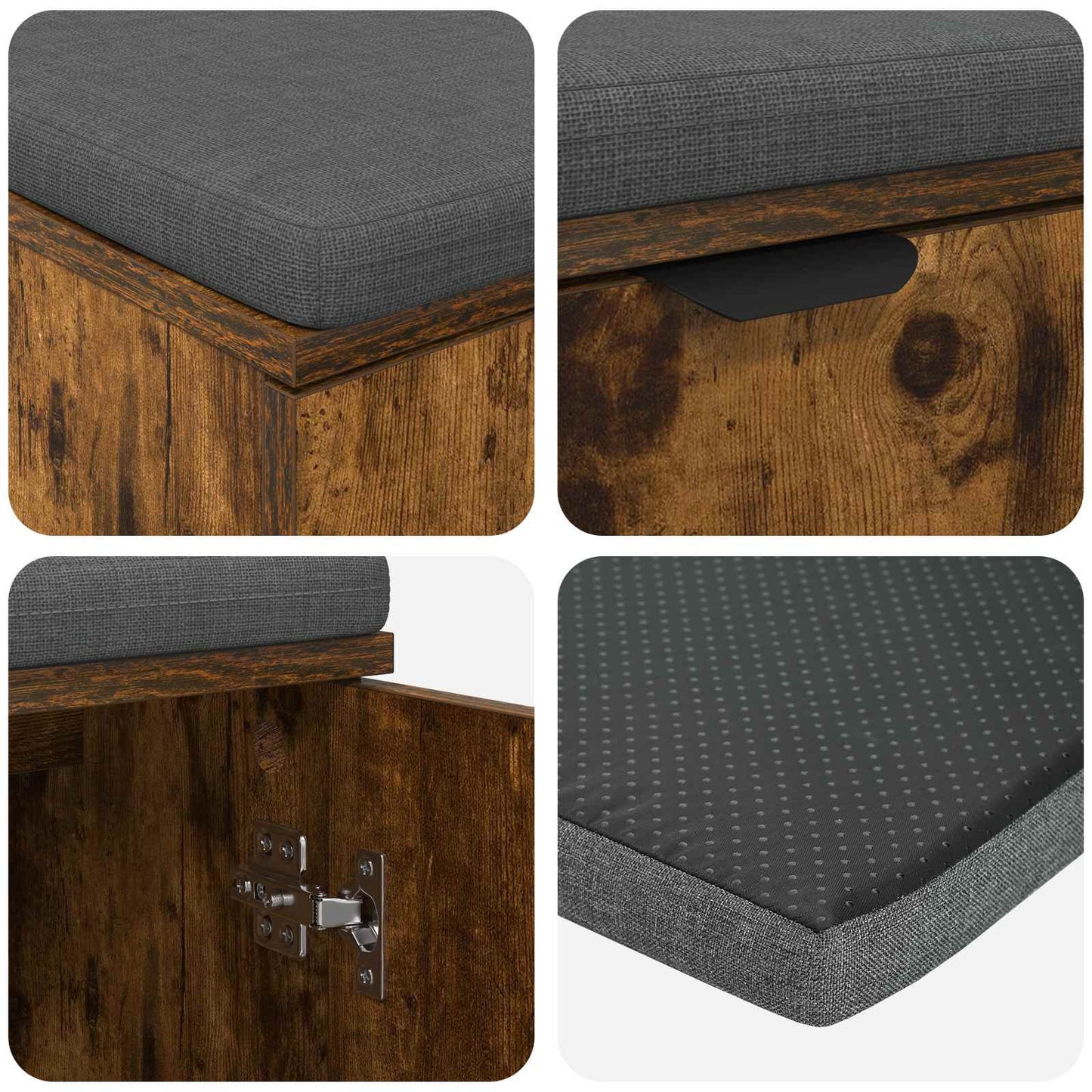 Hallbänk Rökt Ek 100 x 38 x 46 cm Konstruerat Trä och Tyg