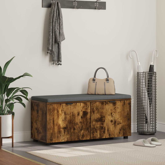 Hallbänk Rökt Ek 100 x 38 x 46 cm Konstruerat Trä och Tyg