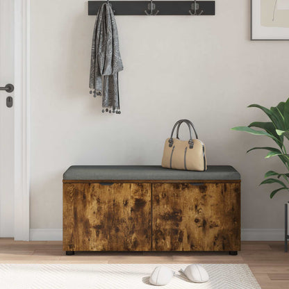 Hallbänk Rökt Ek 100 x 38 x 46 cm Konstruerat Trä och Tyg