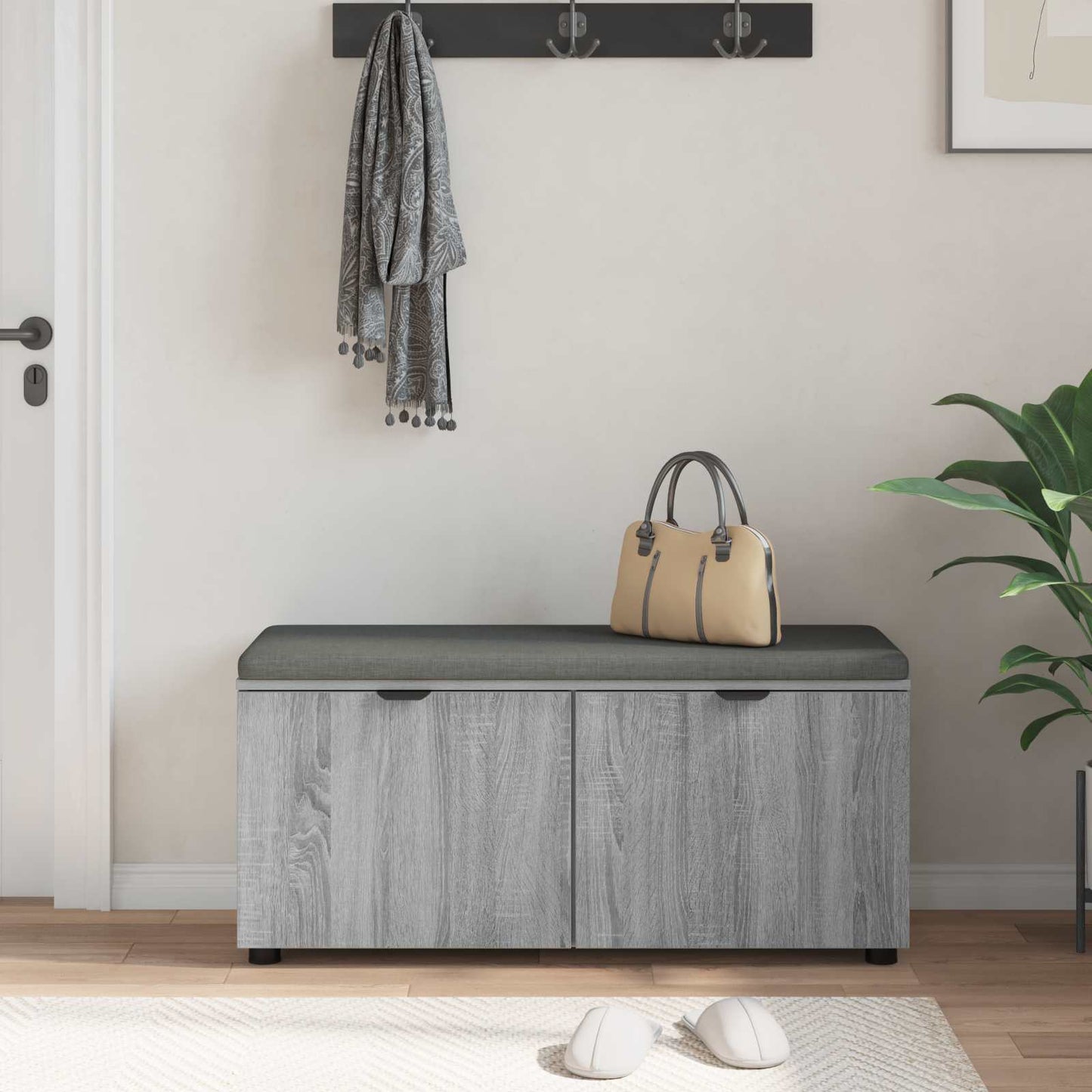 Hallbänk Grå Sonoma 100 x 38 x 46 cm Konstruerat Trä och Tyg