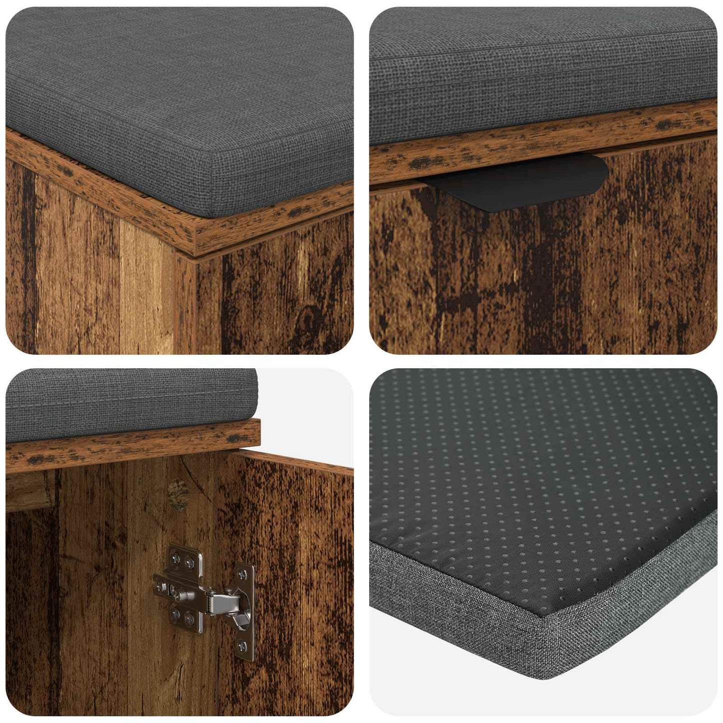 Hallbänk Gammalt trä 100 x 38 x 46 cm Konstruerat Trä och Tyg