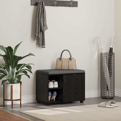 Hallbänk Svart Ek 60 x 38 x 46 cm och Tyg