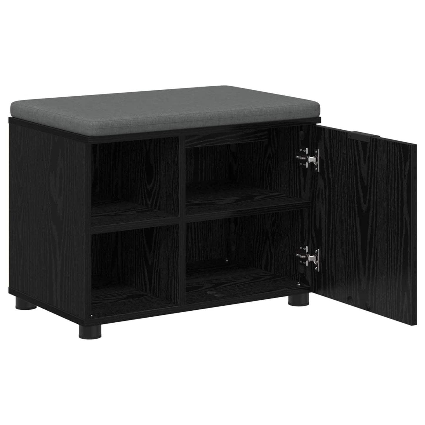 Hallbänk Svart Ek 60 x 38 x 46 cm och Tyg