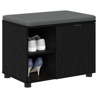 Hallbänk Svart Ek 60 x 38 x 46 cm och Tyg