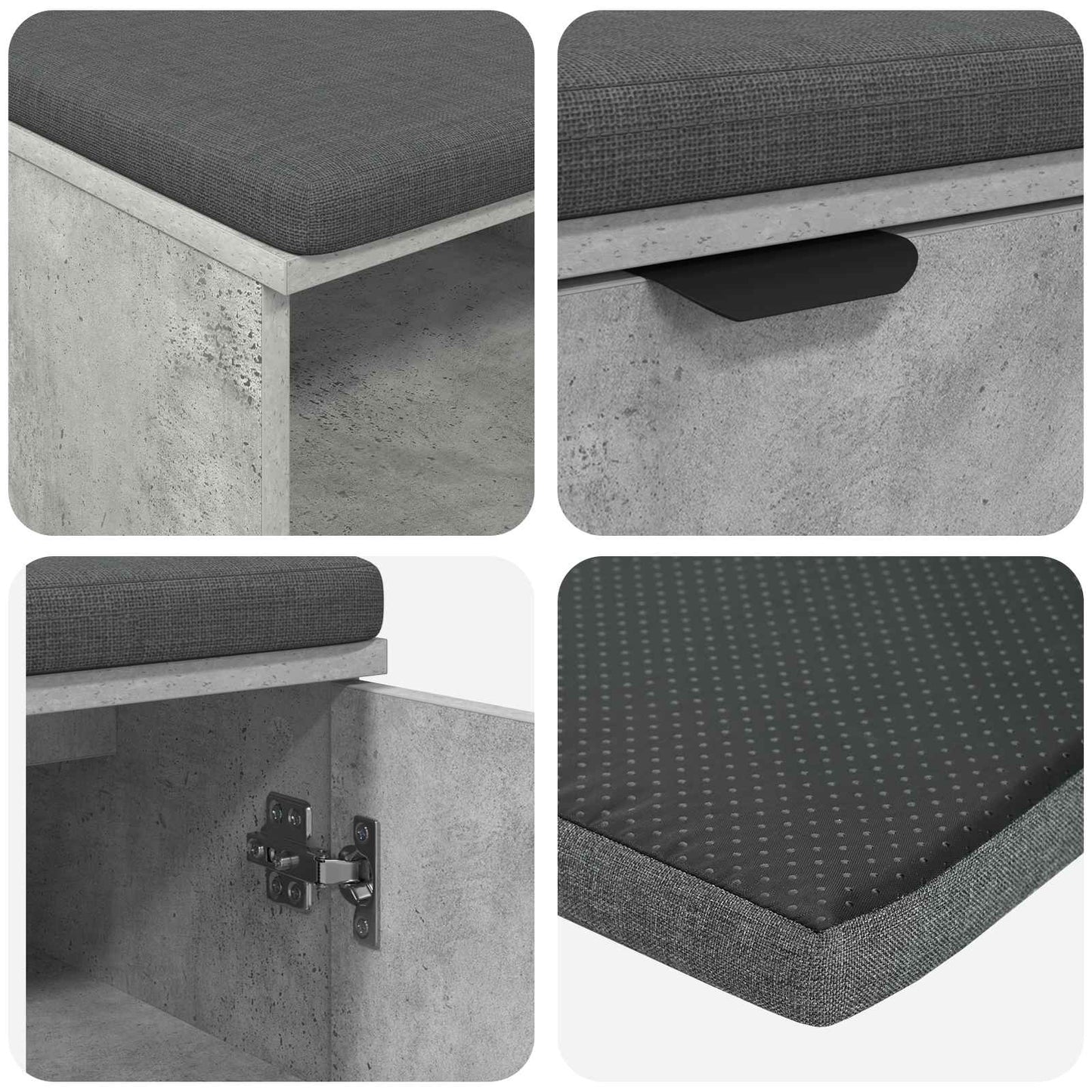 Hallbänk Betonggrå 60 x 38 x 46 cm och Tyg