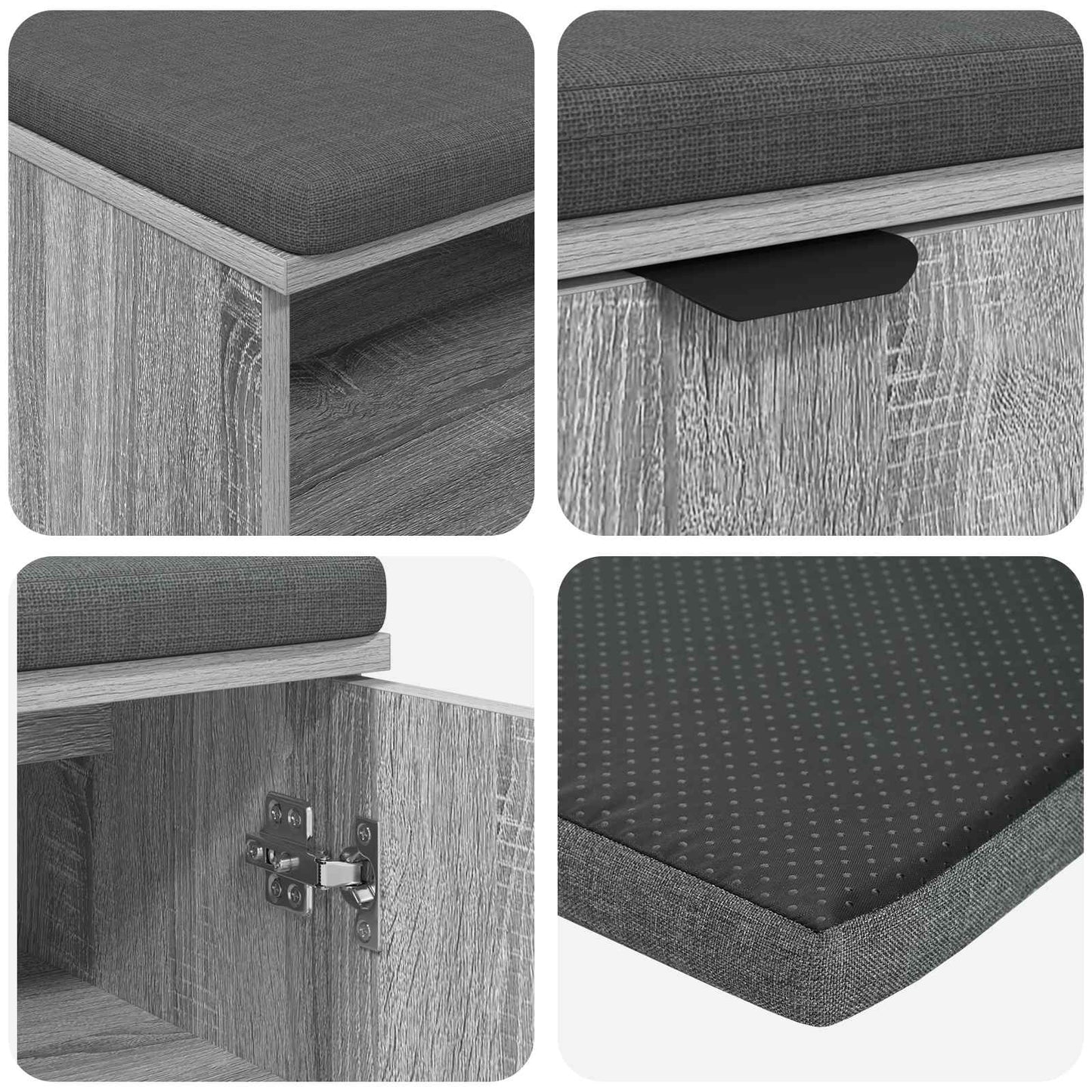 Hallbänk Sonoma Grå 60 x 38 x 46 cm och Tyg