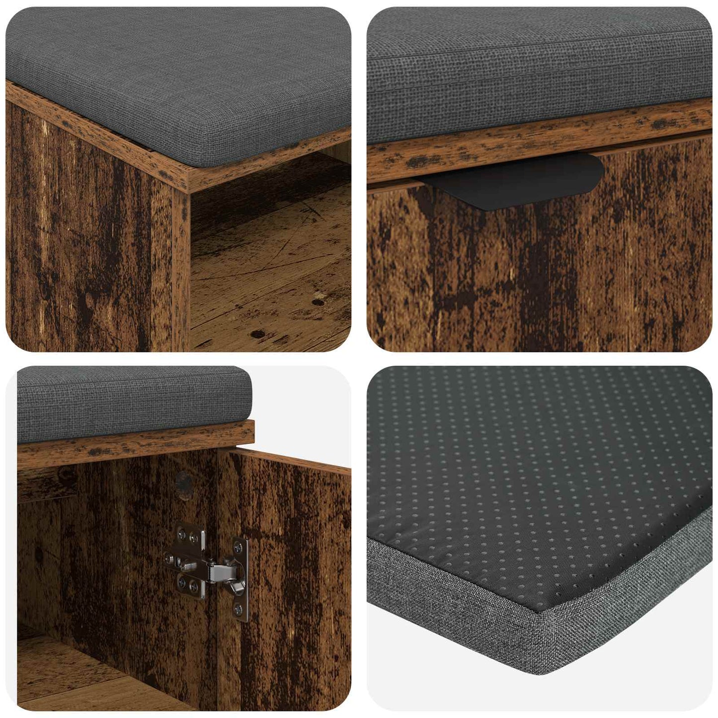 Hallbänk Gammalt Trä 60 x 38 x 46 cm och Tyg