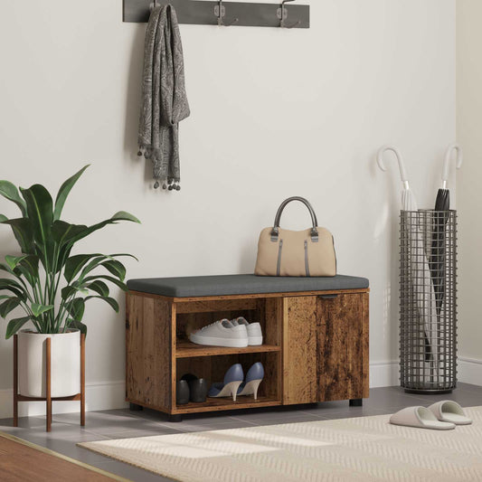 Hallbänk Gammalt trä 80 x 38 x 46 cm Konstruerat Trä och Tyg