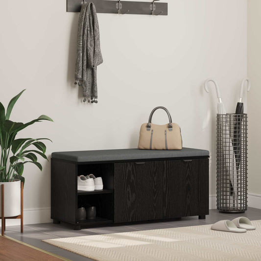 Hallbänk Svart Ek 100 x 38 x 46 cm Konstruerat Trä och Tyg