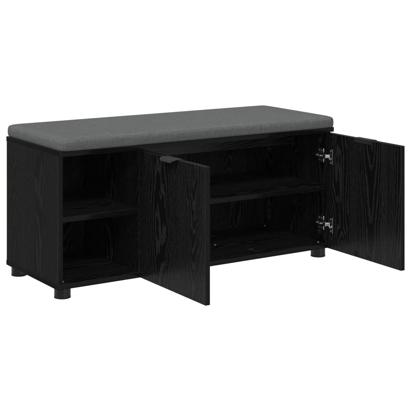 Hallbänk Svart Ek 100 x 38 x 46 cm Konstruerat Trä och Tyg