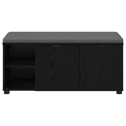 Hallbänk Svart Ek 100 x 38 x 46 cm Konstruerat Trä och Tyg
