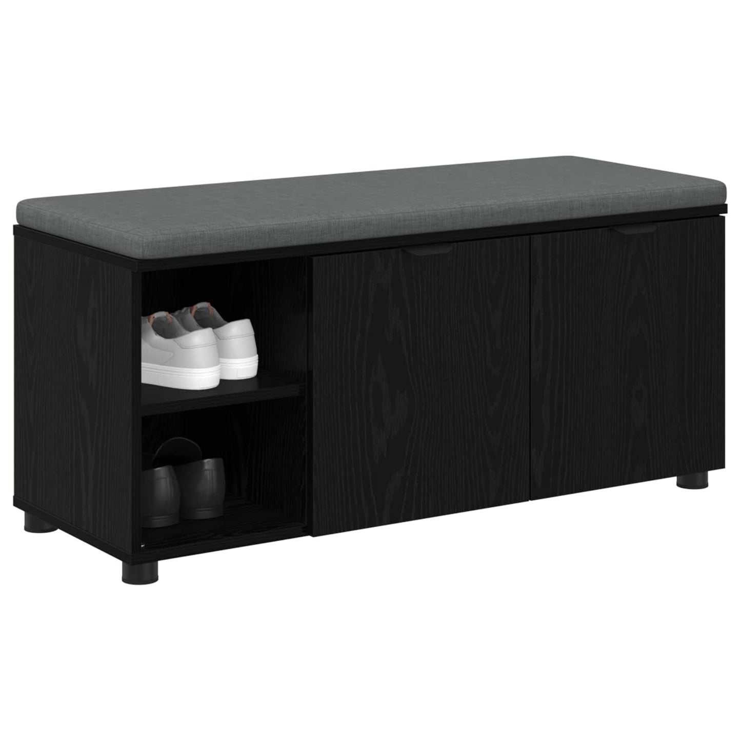 Hallbänk Svart Ek 100 x 38 x 46 cm Konstruerat Trä och Tyg