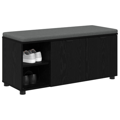 Hallbänk Svart Ek 100 x 38 x 46 cm Konstruerat Trä och Tyg