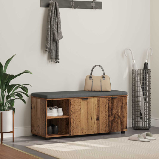 Hallbänk Gammalt trä 100 x 38 x 46 cm Konstruerat Trä och Tyg