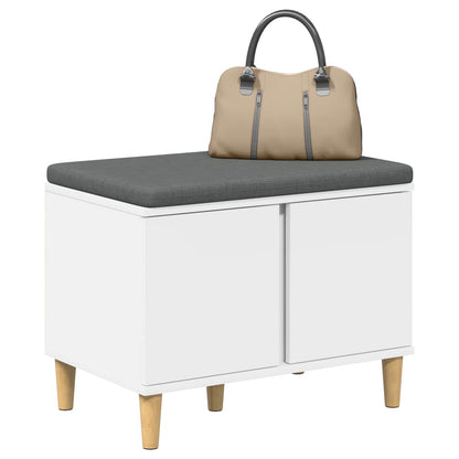 Hallbänk med kudde Vit 60 x 38 x 46 cm och Tyg
