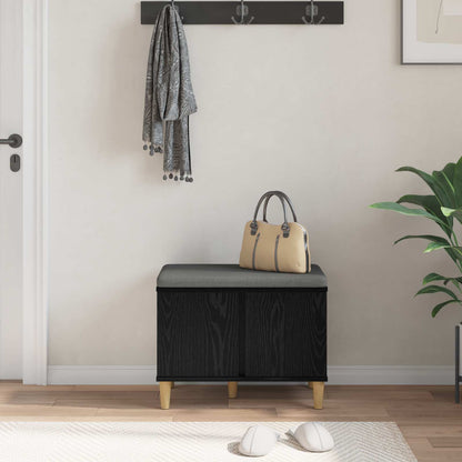 Hallbänk Svart Ek 60 x 38 x 46 cm och Tyg