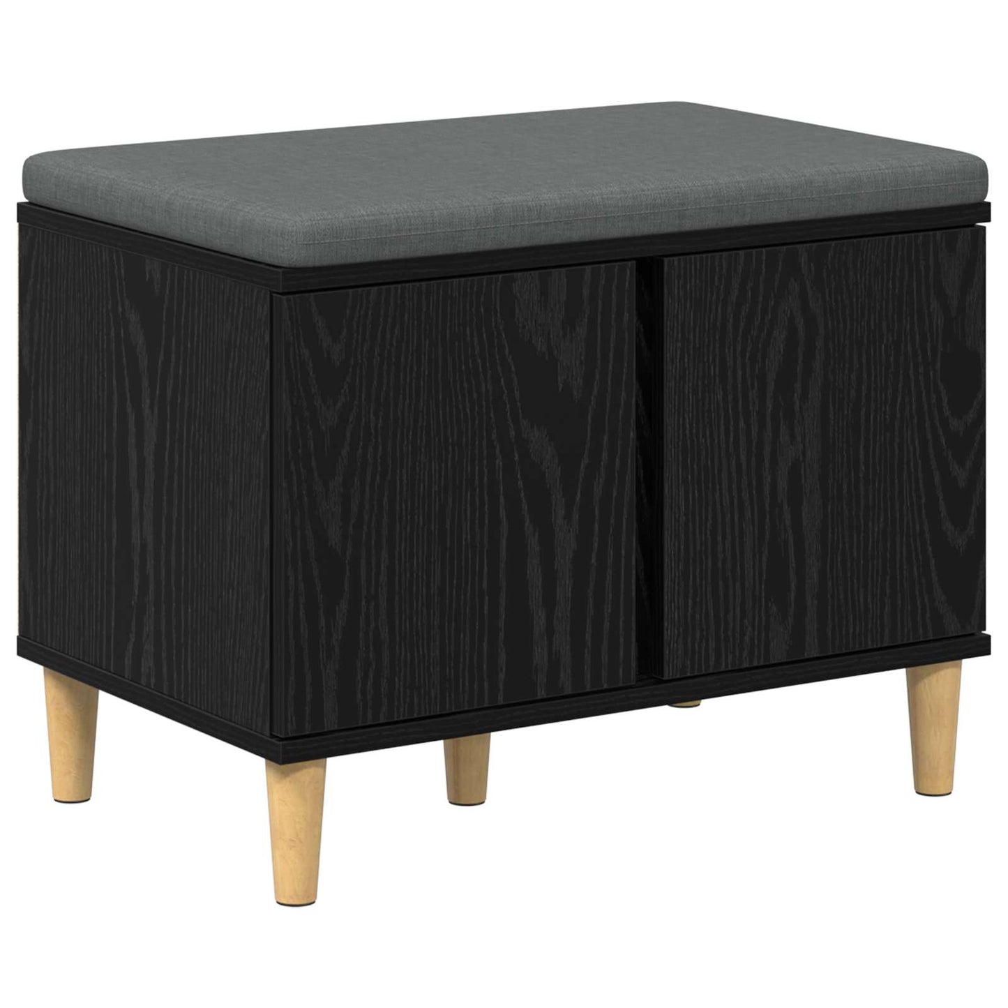 Hallbänk Svart Ek 60 x 38 x 46 cm och Tyg