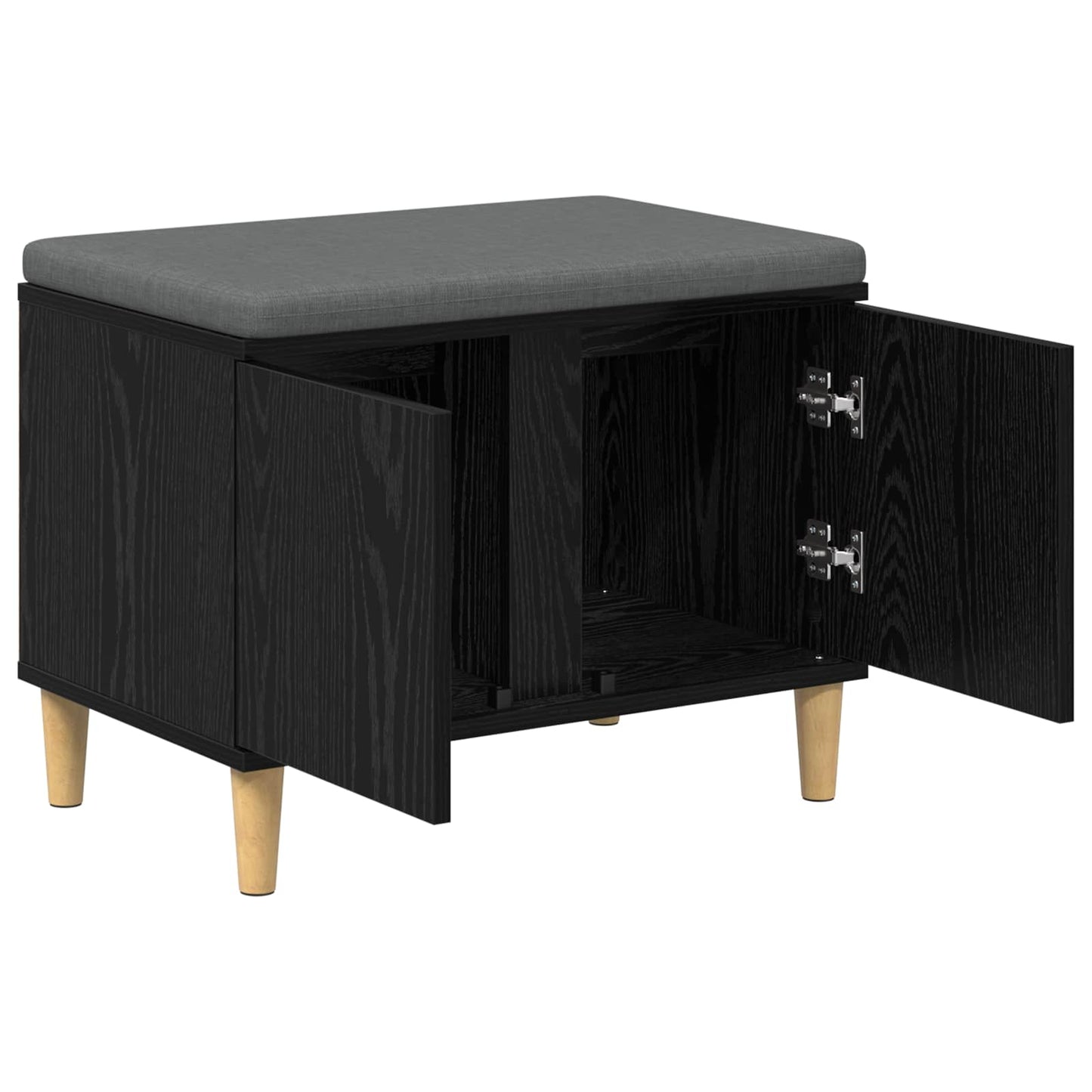 Hallbänk Svart Ek 60 x 38 x 46 cm och Tyg