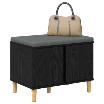 Hallbänk Svart Ek 60 x 38 x 46 cm och Tyg