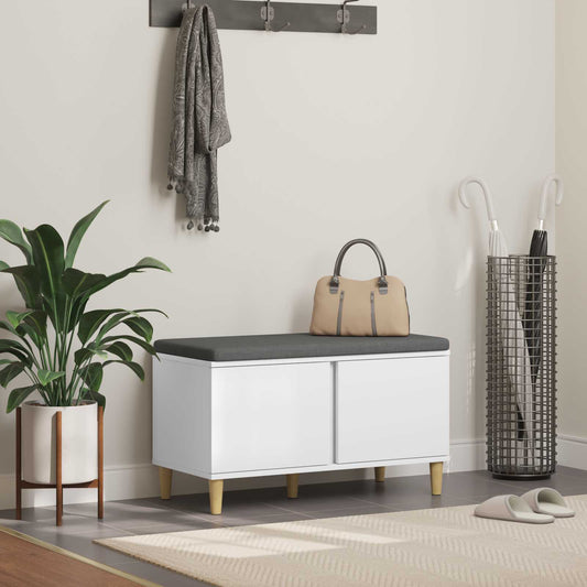 Hallbänk med kudde Vit 80 x 38 x 46 cm och Tyg