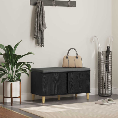 Hallbänk Svart Ek 80 x 38 x 46 cm och Tyg