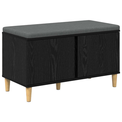 Hallbänk Svart Ek 80 x 38 x 46 cm och Tyg