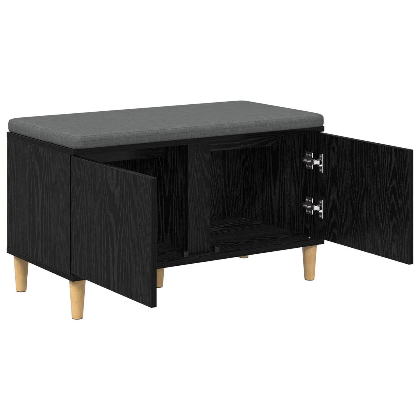 Hallbänk Svart Ek 80 x 38 x 46 cm och Tyg