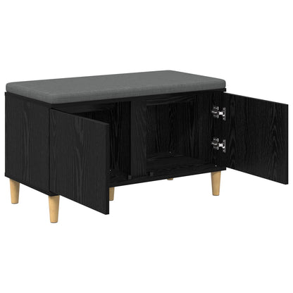 Hallbänk Svart Ek 80 x 38 x 46 cm och Tyg