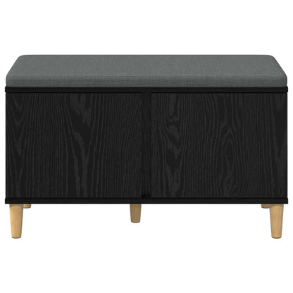 Hallbänk Svart Ek 80 x 38 x 46 cm och Tyg