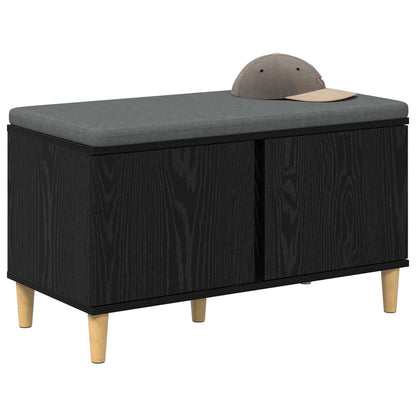 Hallbänk Svart Ek 80 x 38 x 46 cm och Tyg