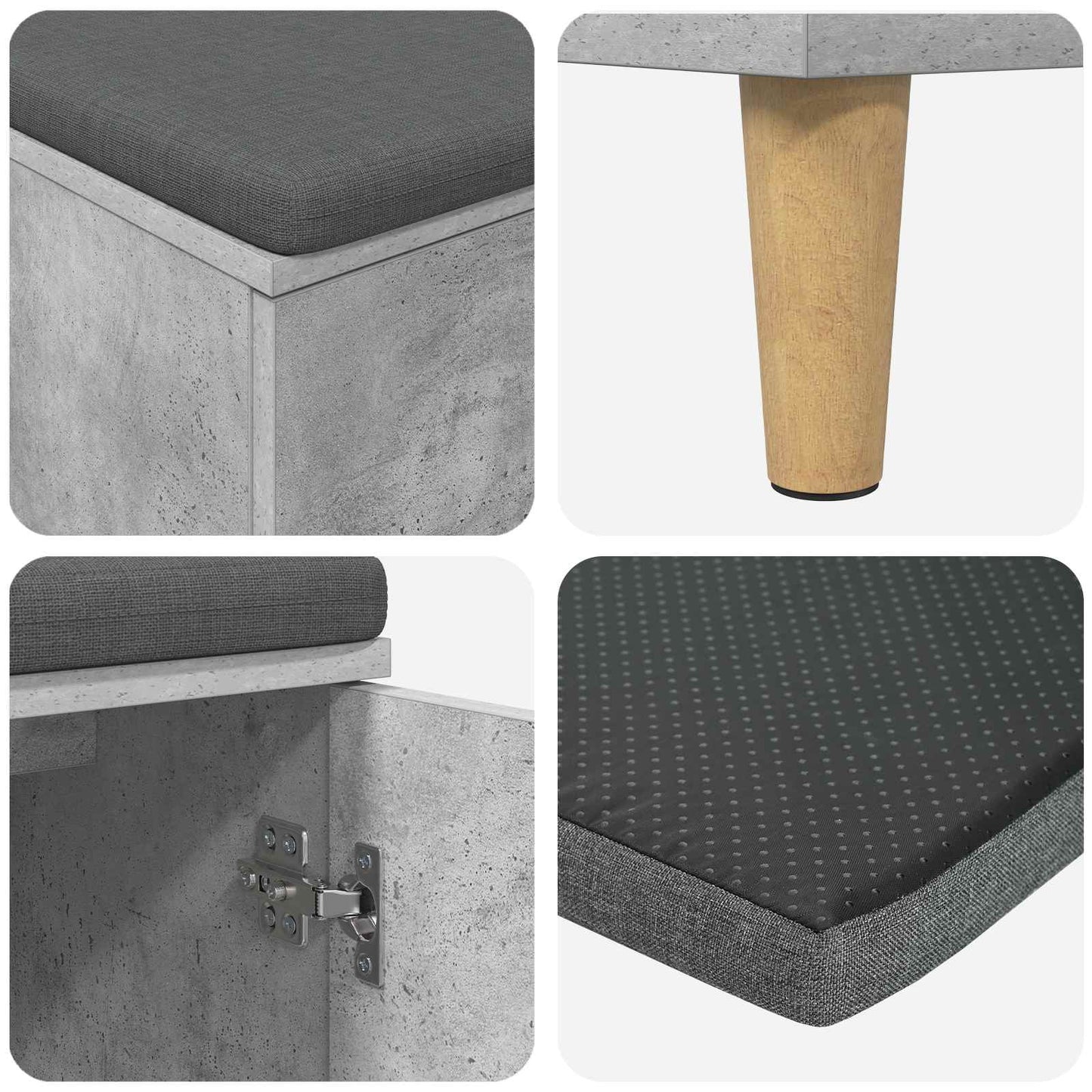 Hallbänk Betonggrå 80 x 38 x 46 cm och Tyg