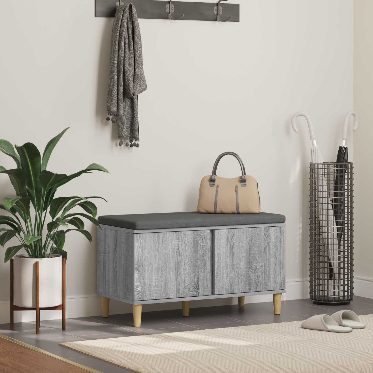 Hallbänk Sonoma Grå 80 x 38 x 46 cm och Tyg