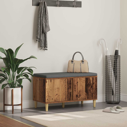 Hallbänk Gammalt Trä 80 x 38 x 46 cm och Tyg