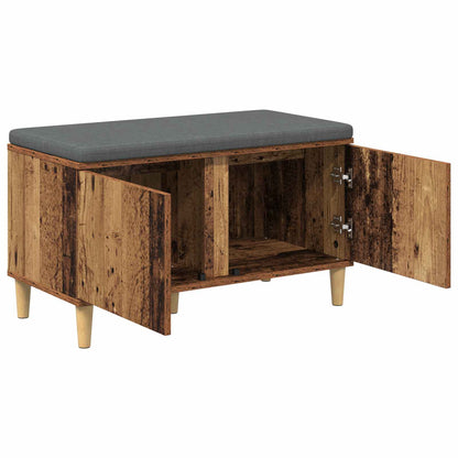 Hallbänk Gammalt Trä 80 x 38 x 46 cm och Tyg