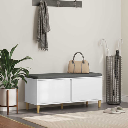 Hallbänk med kudde Vit 100 x 38 x 46 cm Konstruerat Trä och Tyg