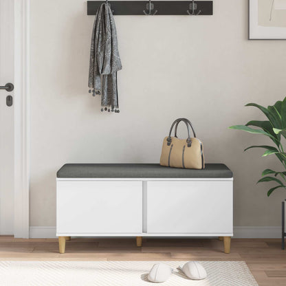 Hallbänk med kudde Vit 100 x 38 x 46 cm Konstruerat Trä och Tyg
