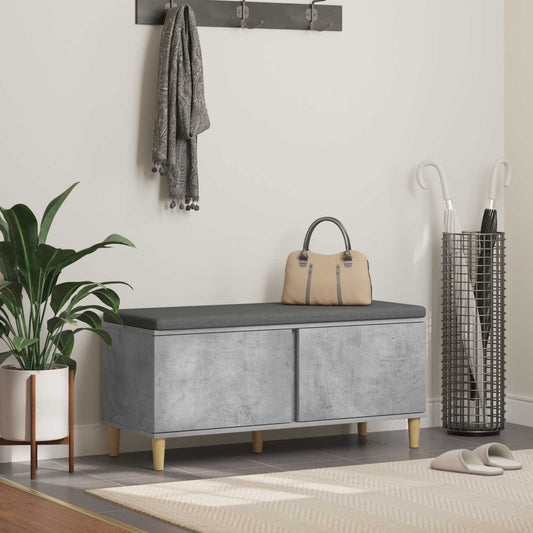 Hallbänk BetongGrå 100 x 38 x 46 cm Konstruerat Trä och Tyg