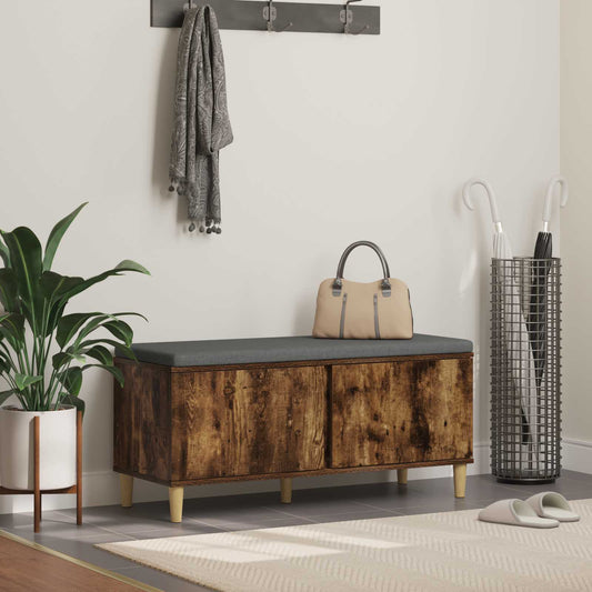 Hallbänk Rökt Ek 100 x 38 x 46 cm Konstruerat Trä och Tyg