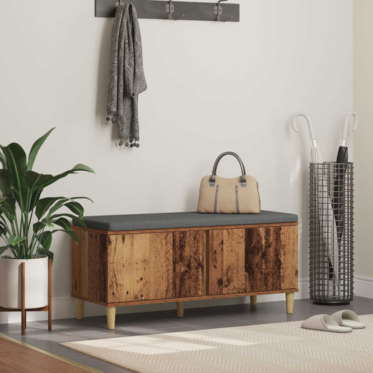 Hallbänk Gammalt trä 100 x 38 x 46 cm Konstruerat Trä och Tyg
