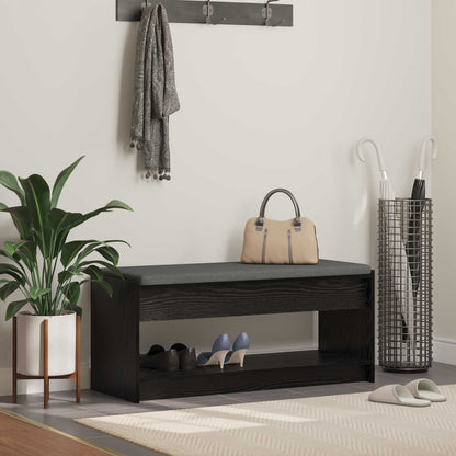 Hallbänk Svart Ek 103 x 38 x 45 cm och Tyg