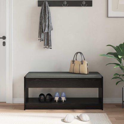 Hallbänk Svart Ek 103 x 38 x 45 cm och Tyg