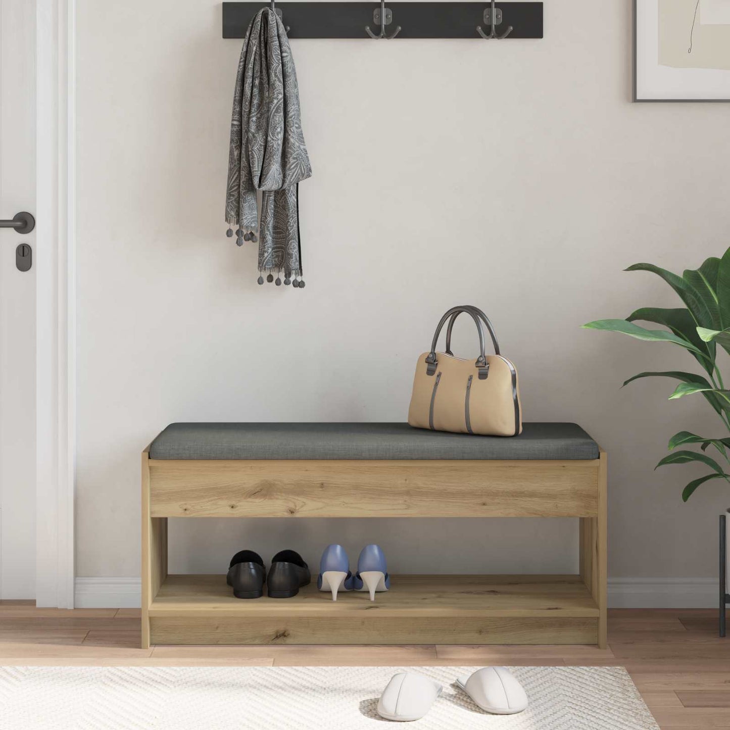 Hallbänk Artisan Ek 103 x 38 x 45 cm och Tyg