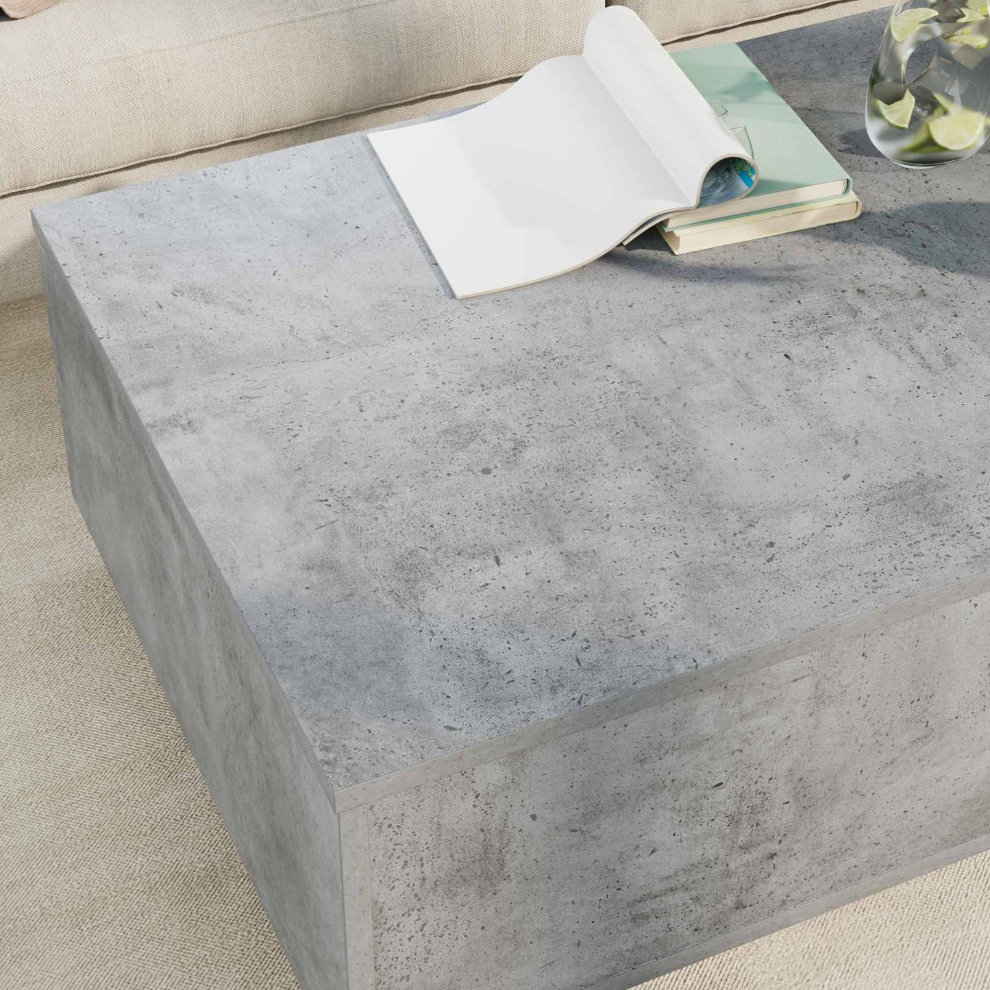 Soffbord Betonggrå med låda 95 x 55 x 31 cm