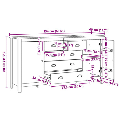Sideboard HILL Honung brun 154 x 40 x 80 cm Massivt furu