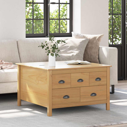 Soffbord Brun med låda Honung Brun 79,5 x 79,5 x 49 cm Massiv furu