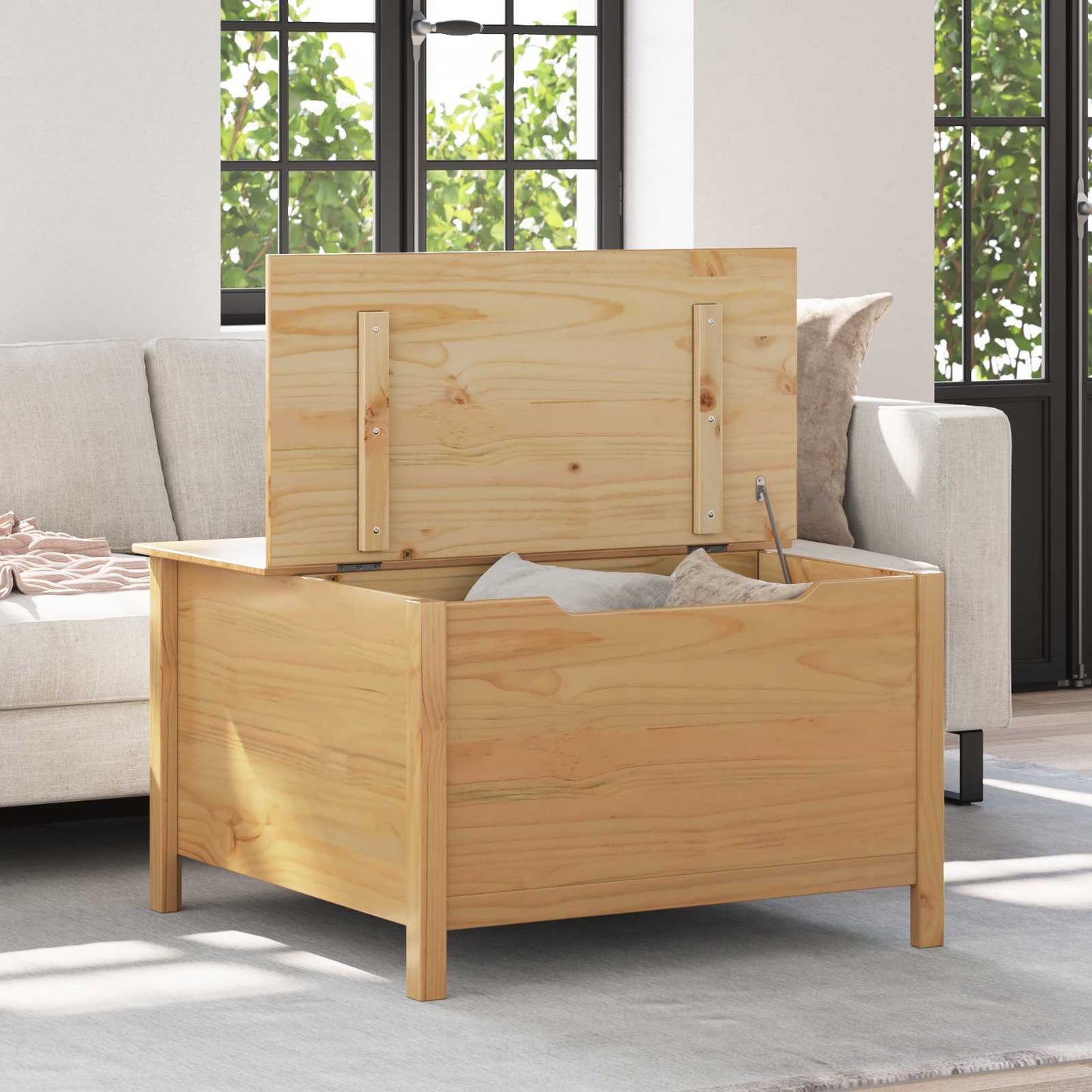 Soffbord Brun med låda Honung Brun 79,5 x 79,5 x 49 cm Massiv furu